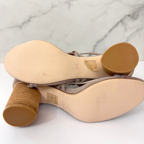 Jeffrey Campbell Womens Despina Sandals Size 8.5 Suede Strappy Fringe Boho Taupe - Picture 8 of 11